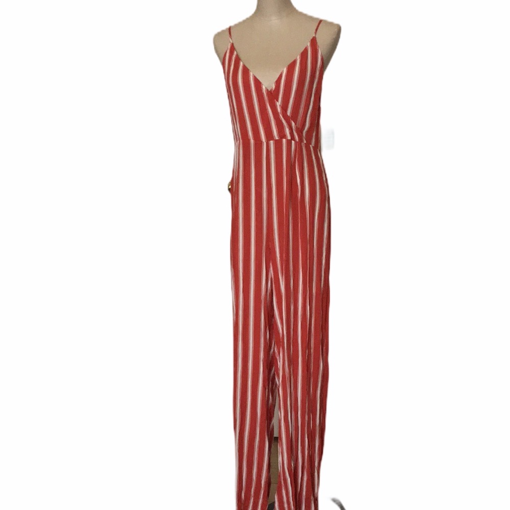NWT Forever 21 Red Orange Jumpsuit Sz L